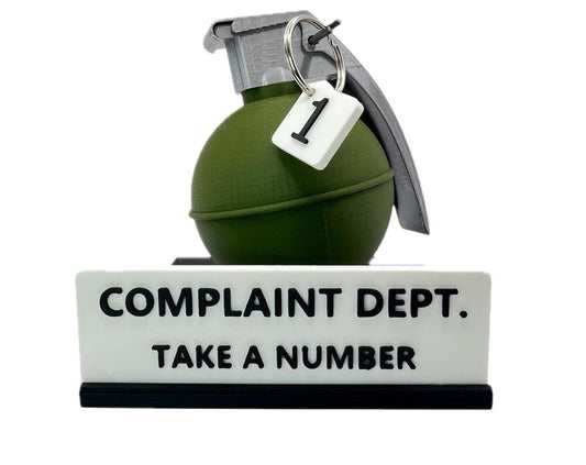 Complaint Department Grenade Desk Sign